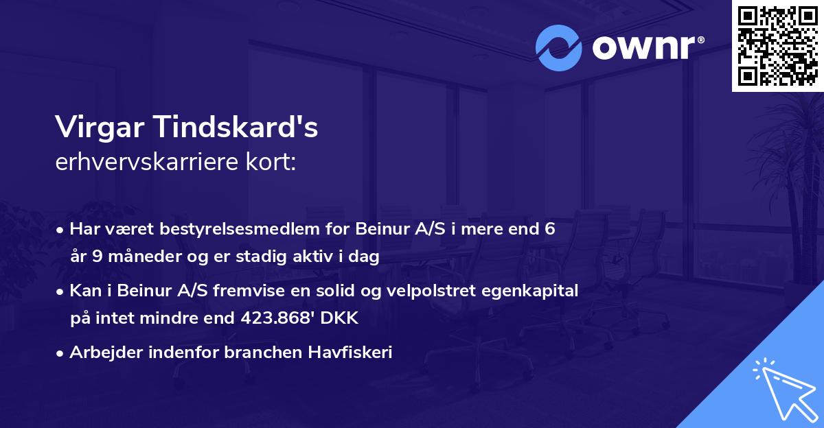 Virgar Tindskard's erhvervskarriere kort