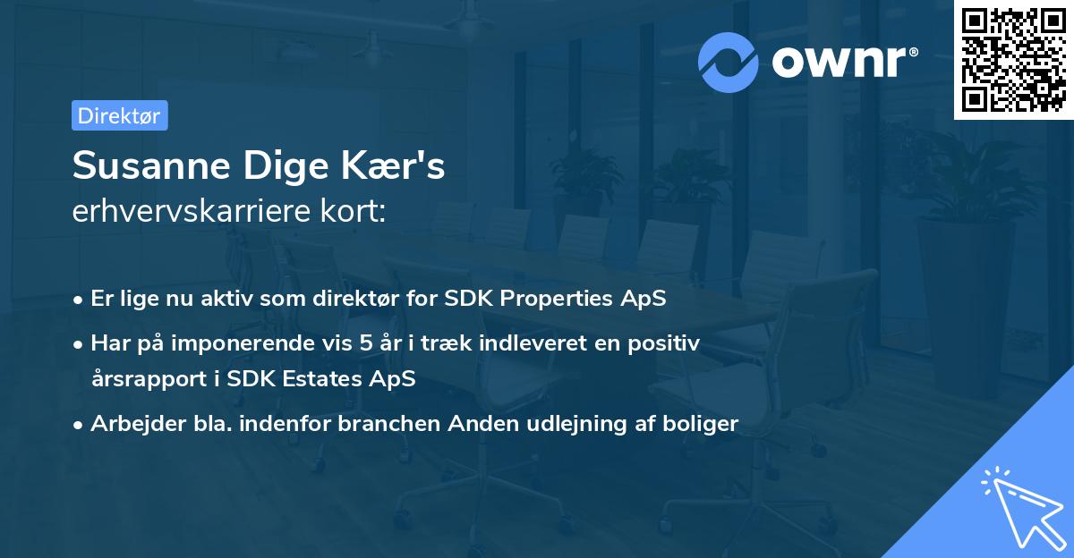 Susanne Dige Kær's erhvervskarriere kort