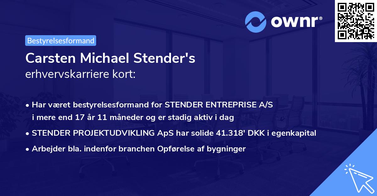 Carsten Michael Stender's erhvervskarriere kort
