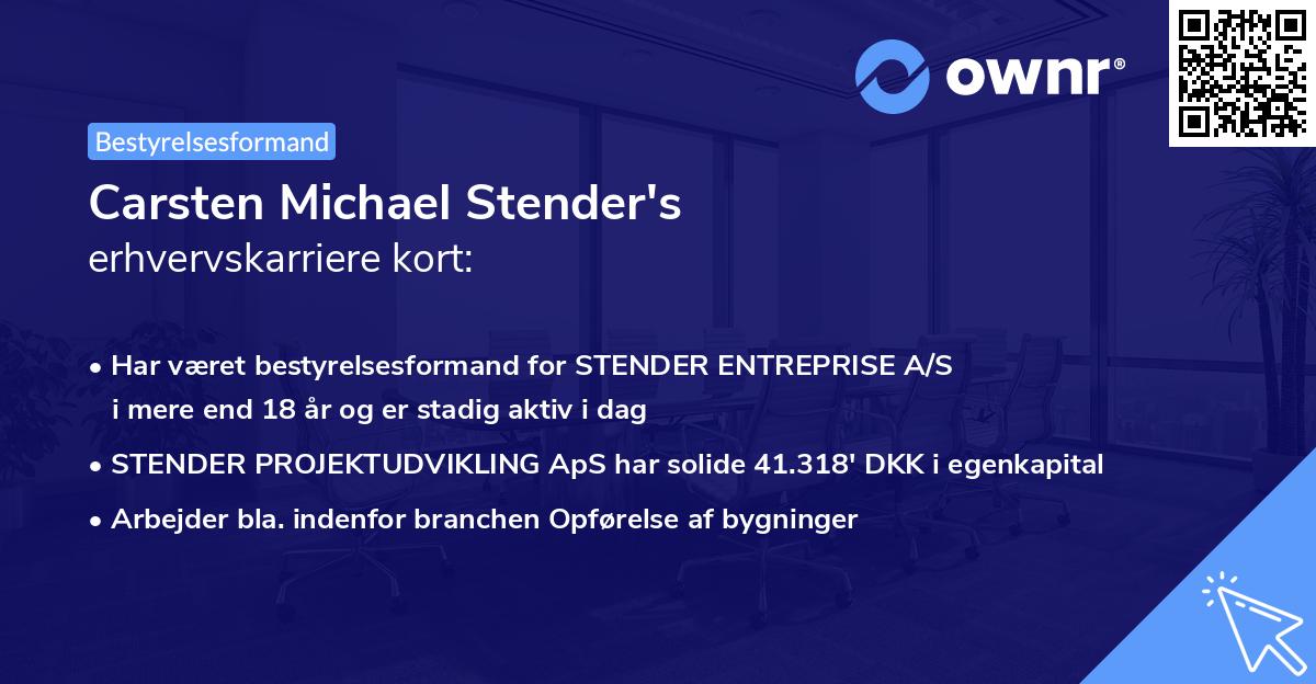 Carsten Michael Stender's erhvervskarriere kort