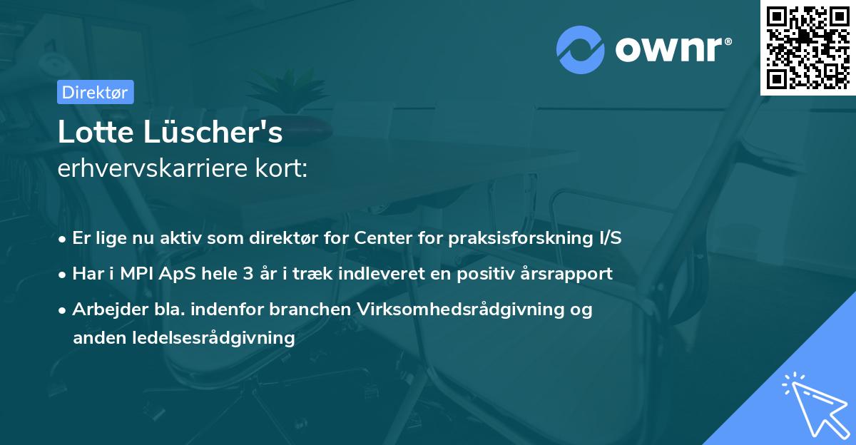Lotte Lüscher's erhvervskarriere kort