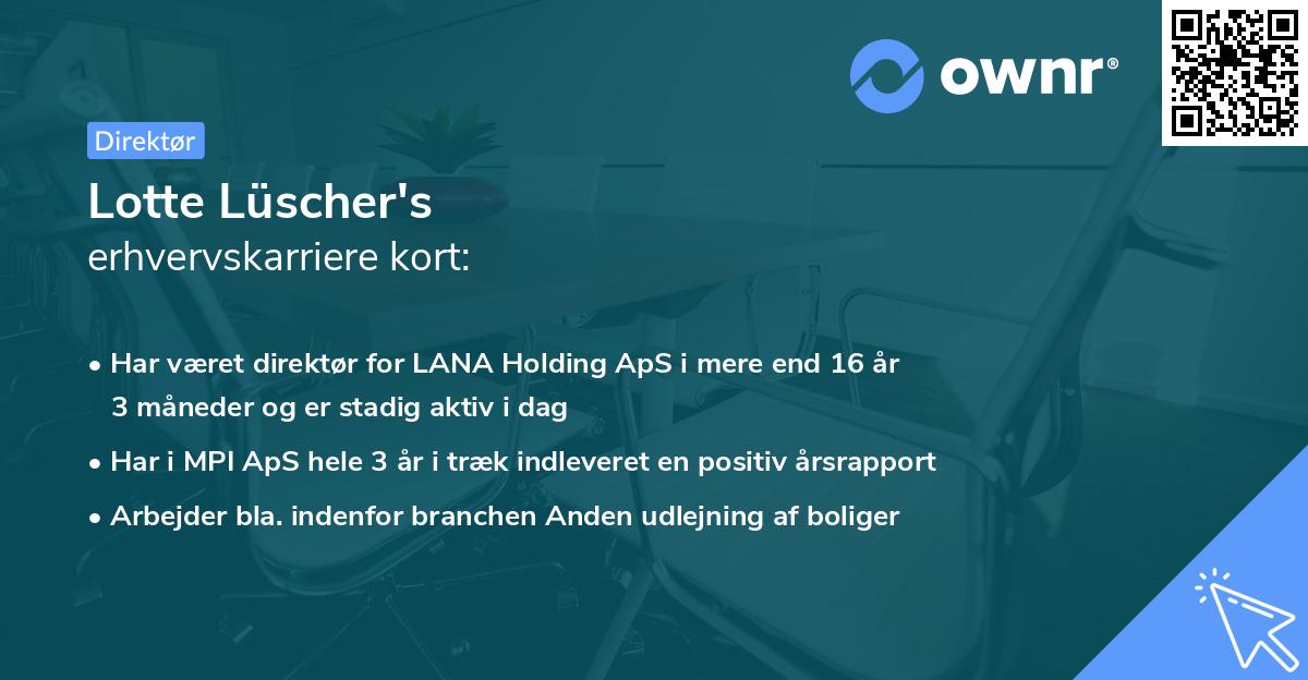 Lotte Lüscher's erhvervskarriere kort