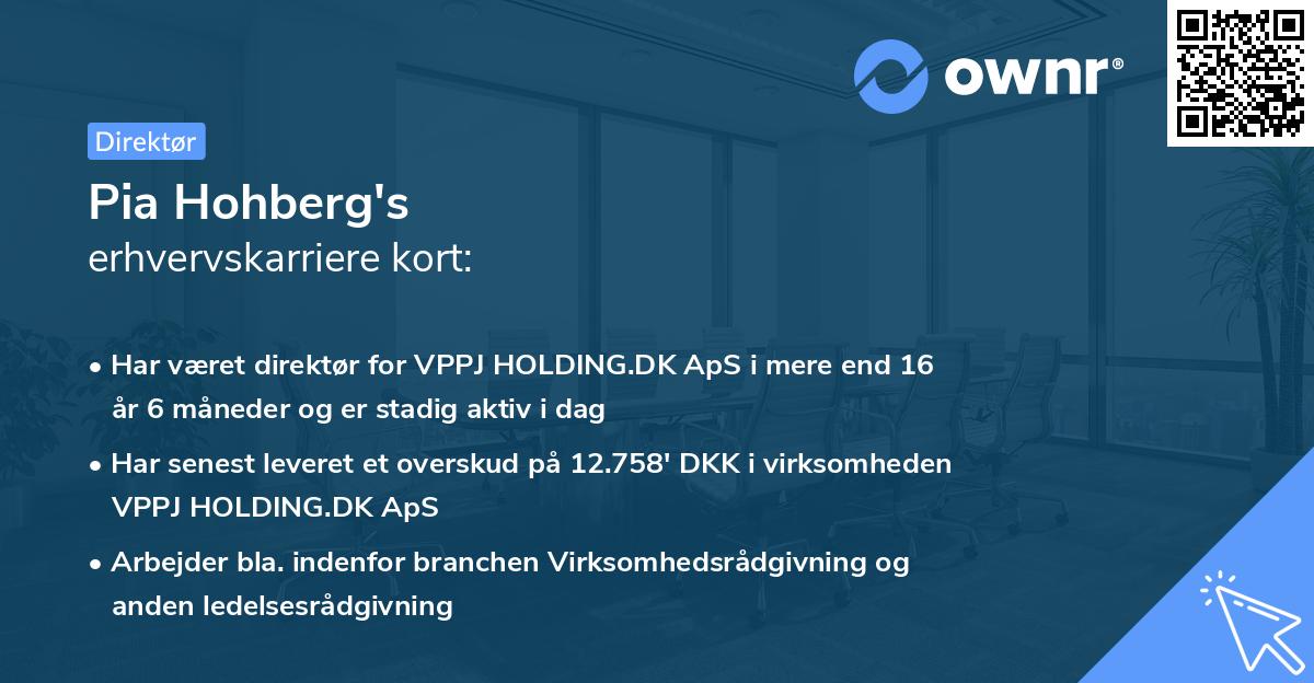 Pia Hohberg's erhvervskarriere kort