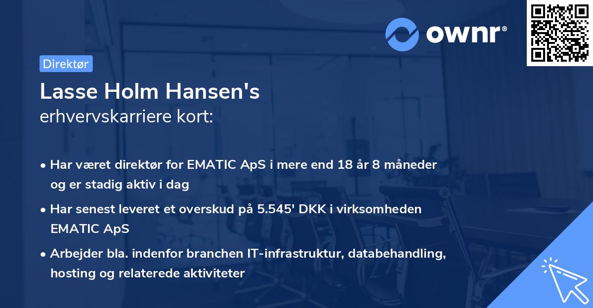 Lasse Holm Hansen's erhvervskarriere kort