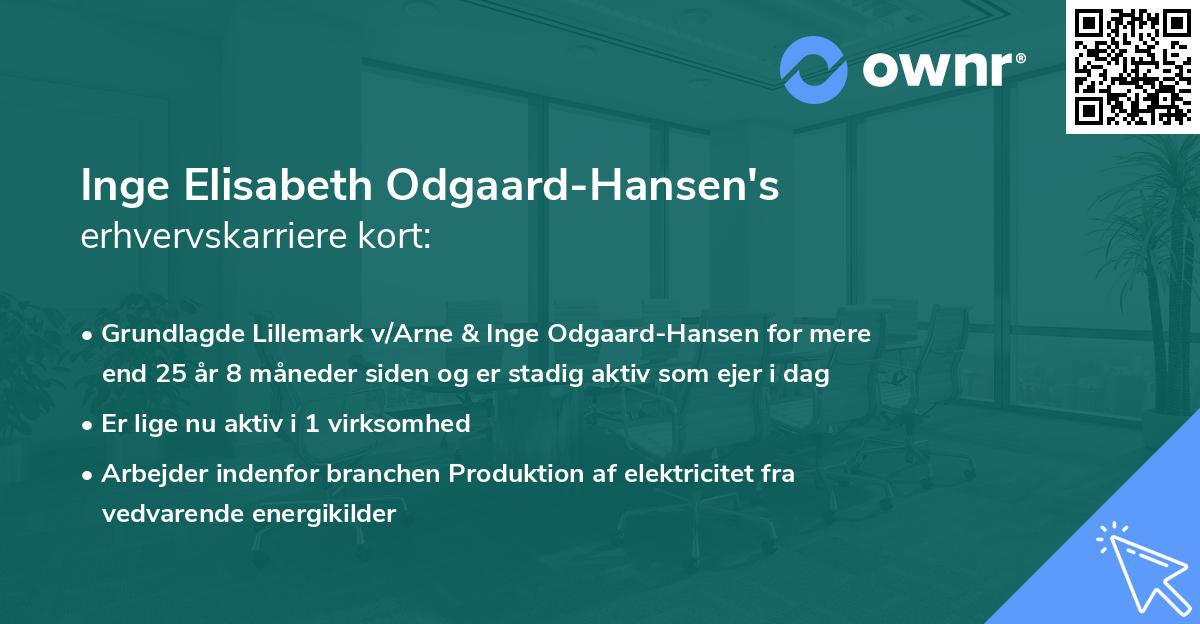 Inge Elisabeth Odgaard-Hansen's erhvervskarriere kort