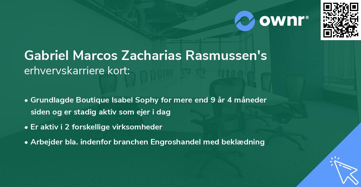 Gabriel Marcos Zacharias Rasmussen's erhvervskarriere kort