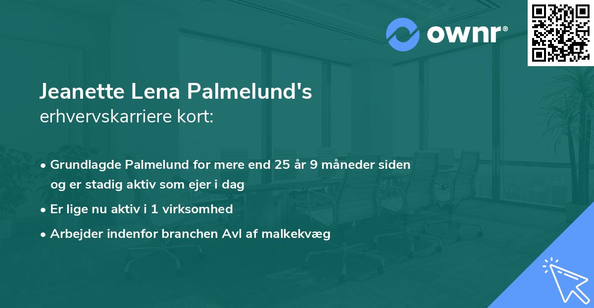 Jeanette Lena Palmelund's erhvervskarriere kort