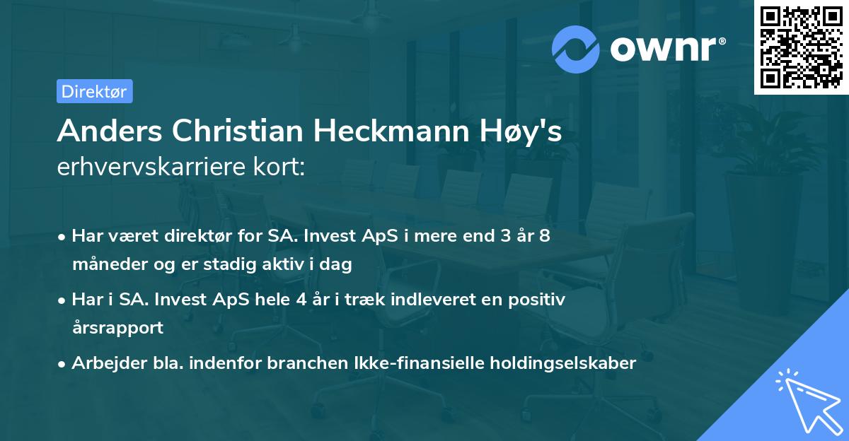 Anders Christian Heckmann Høy's erhvervskarriere kort