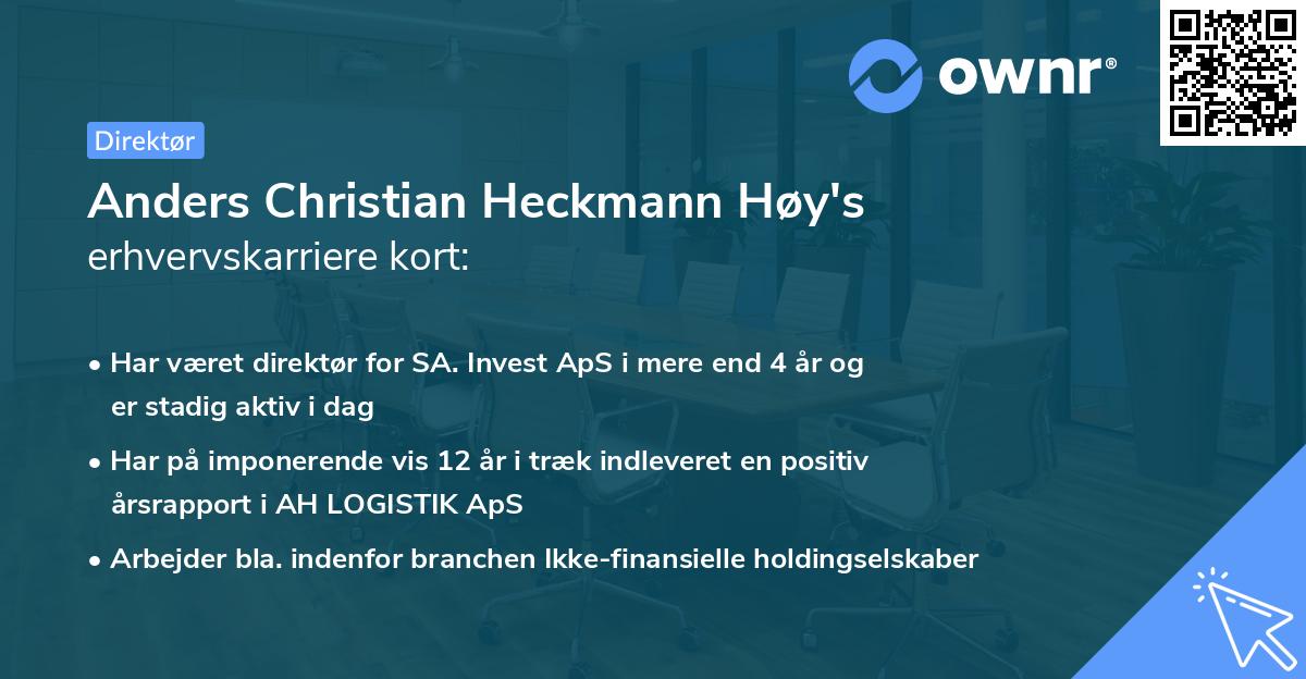 Anders Christian Heckmann Høy's erhvervskarriere kort