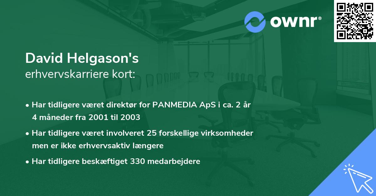 David Helgason's erhvervskarriere kort