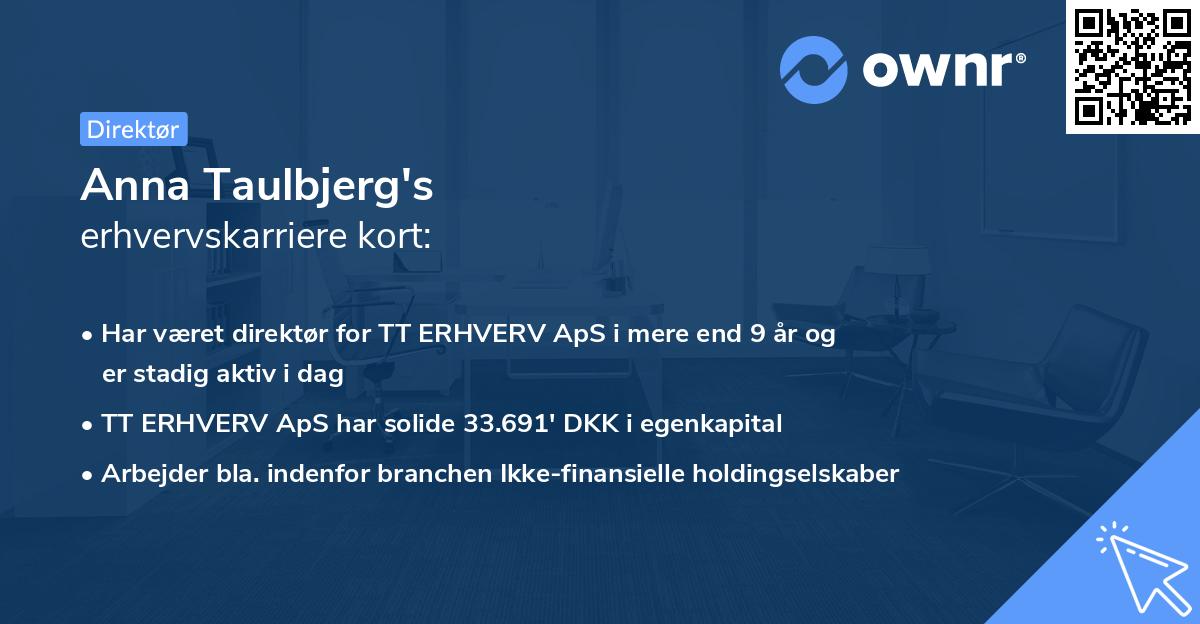 Anna Taulbjerg's erhvervskarriere kort