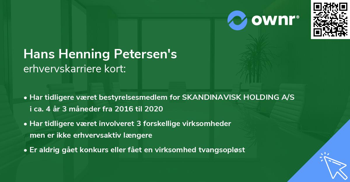 Hans Henning Petersen's erhvervskarriere kort