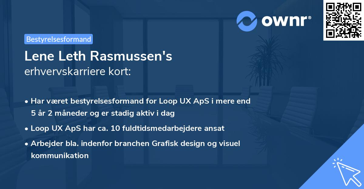 Lene Leth Rasmussen's erhvervskarriere kort