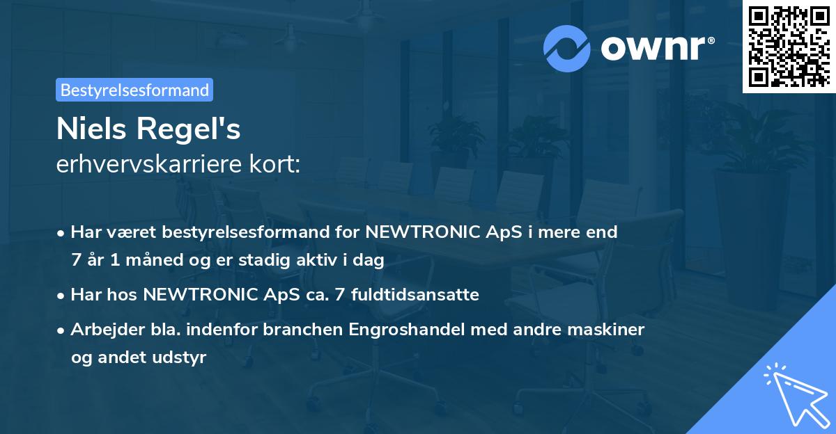 Niels Regel's erhvervskarriere kort