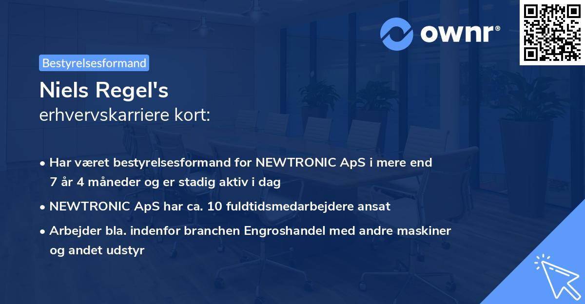 Niels Regel's erhvervskarriere kort