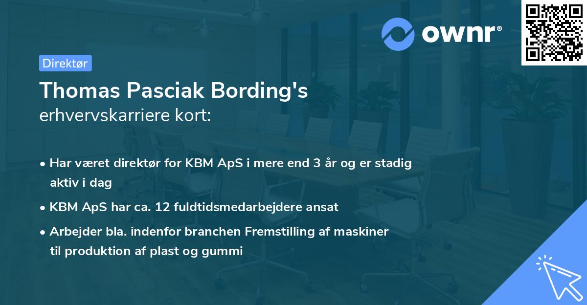 Thomas Pasciak Bording's erhvervskarriere kort