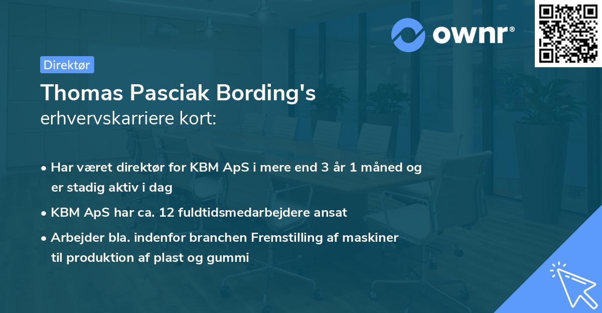 Thomas Pasciak Bording's erhvervskarriere kort
