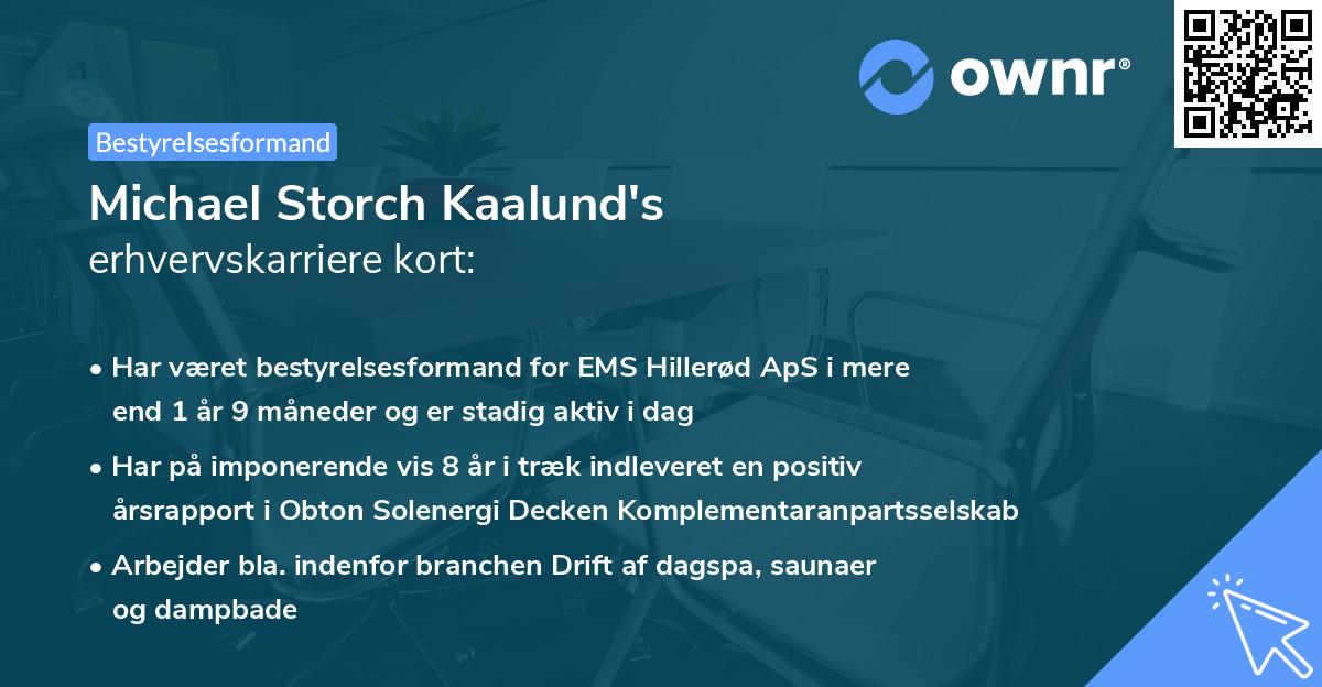 Michael Storch Kaalund's erhvervskarriere kort