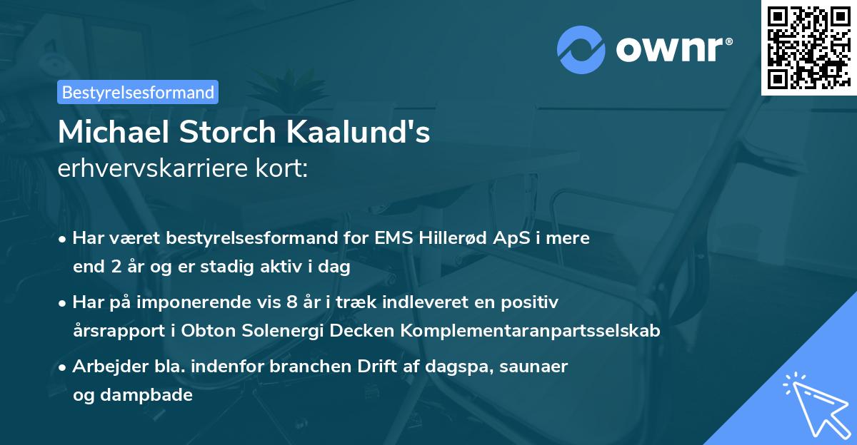 Michael Storch Kaalund's erhvervskarriere kort