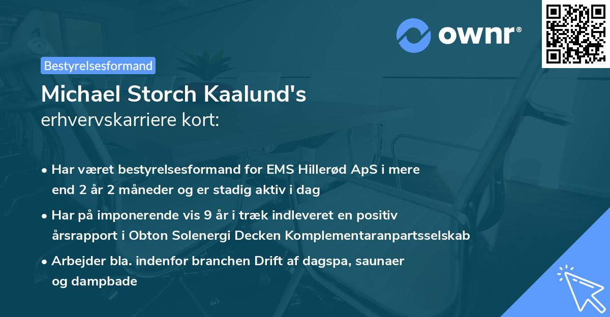 Michael Storch Kaalund's erhvervskarriere kort