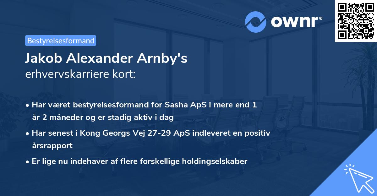 Jakob Alexander Arnby's erhvervskarriere kort