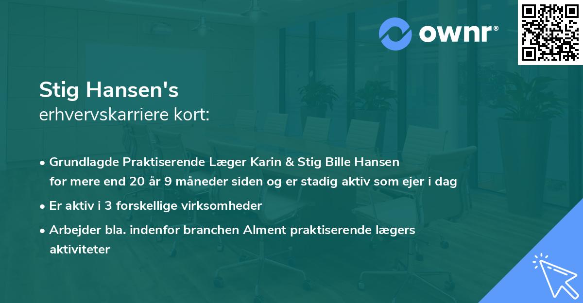 Stig Hansen's erhvervskarriere kort
