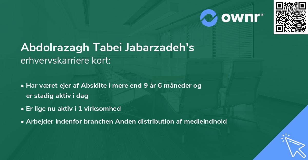 Abdolrazagh Tabei Jabarzadeh's erhvervskarriere kort
