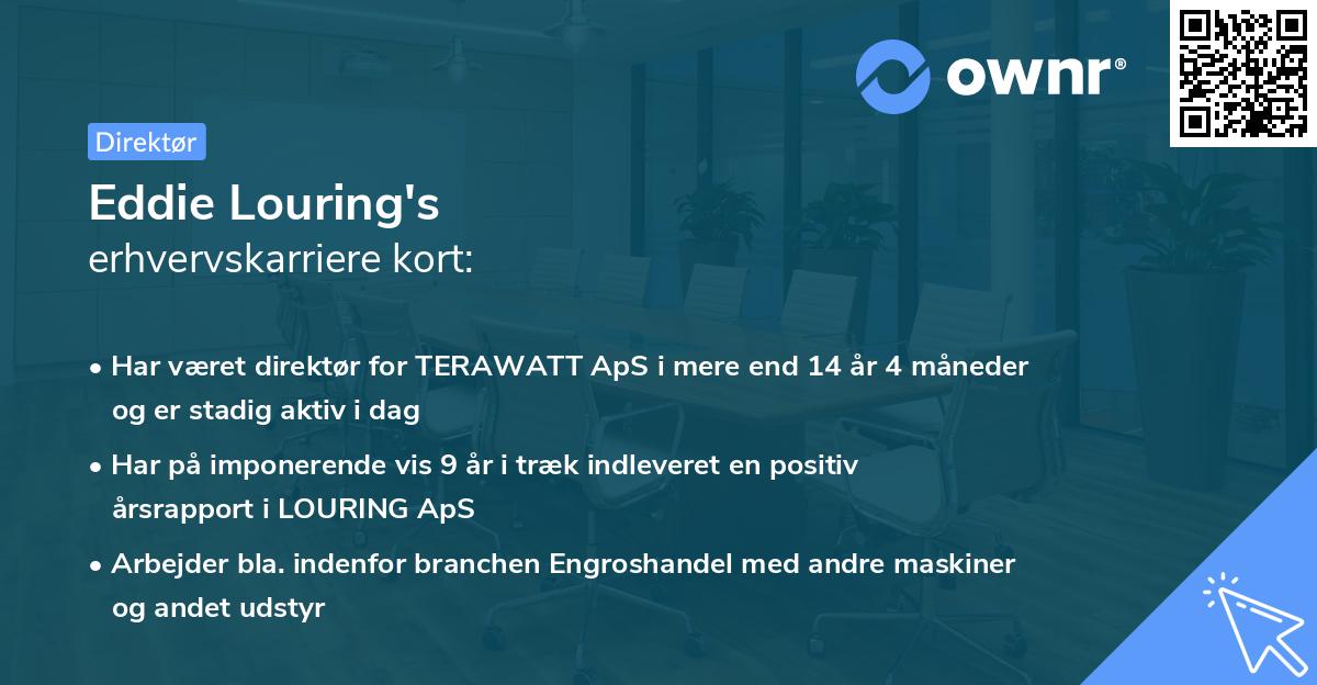 Eddie Louring's erhvervskarriere kort