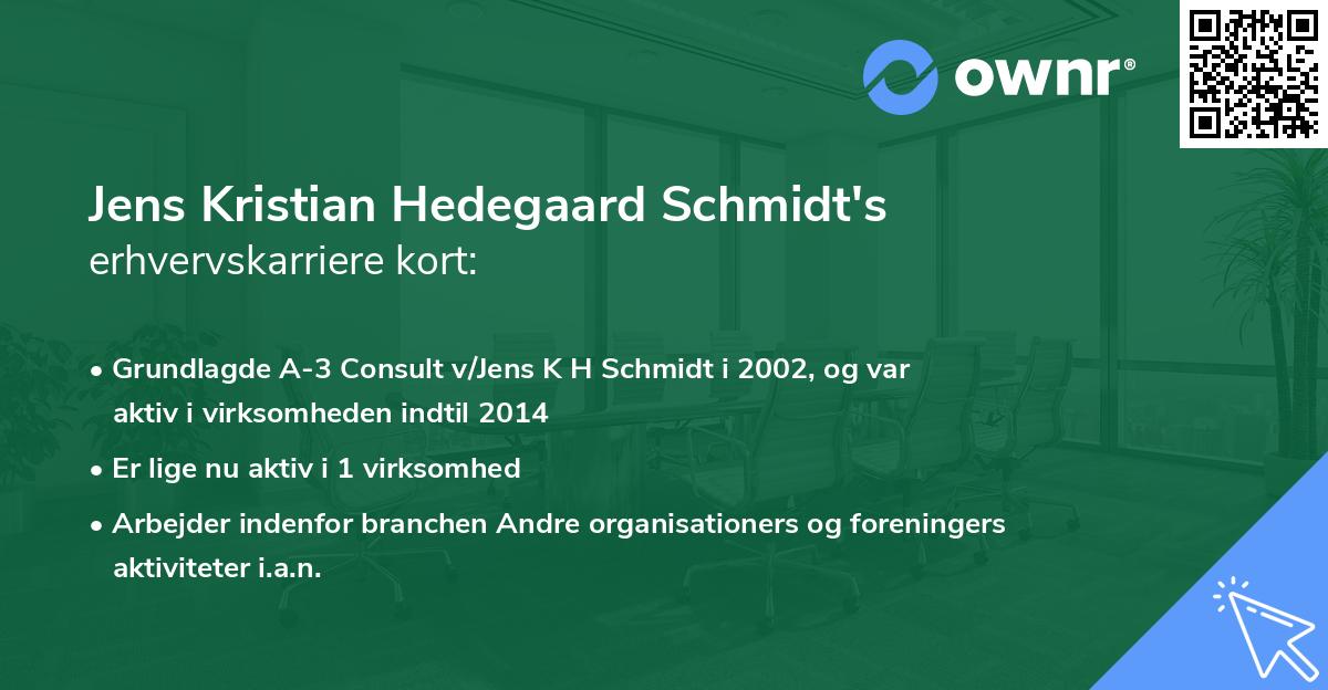 Jens Kristian Hedegaard Schmidt's erhvervskarriere kort