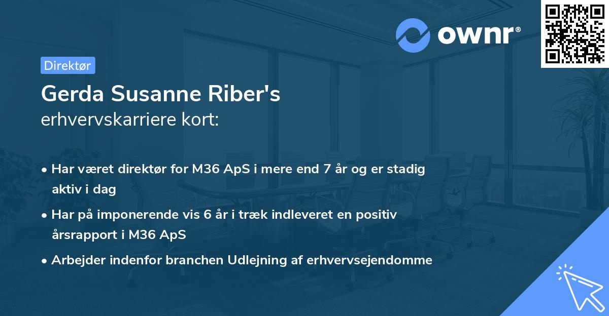 Gerda Susanne Riber's erhvervskarriere kort