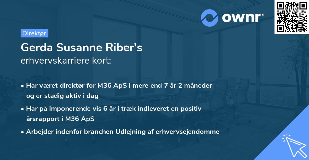 Gerda Susanne Riber's erhvervskarriere kort