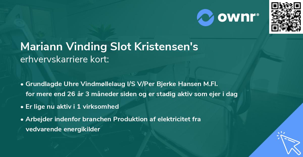 Mariann Vinding Slot Kristensen's erhvervskarriere kort