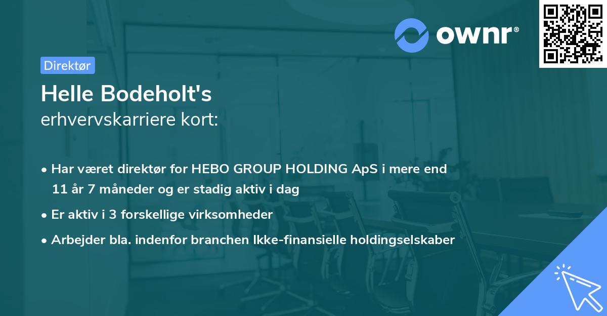 Helle Bodeholt's erhvervskarriere kort