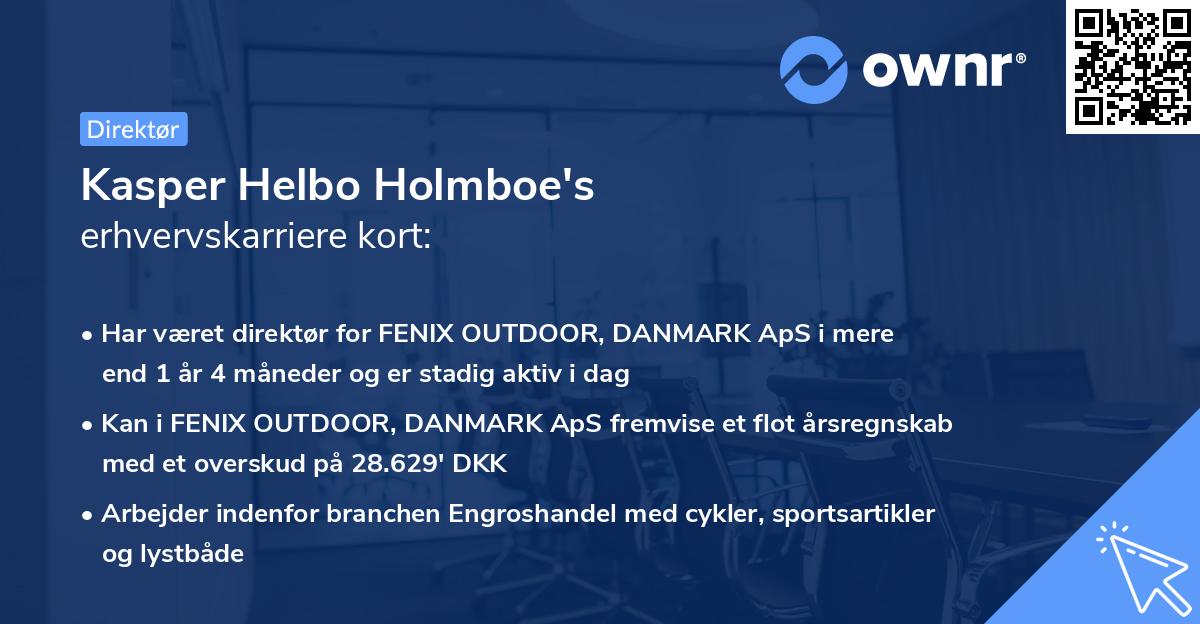Kasper Helbo Holmboe's erhvervskarriere kort