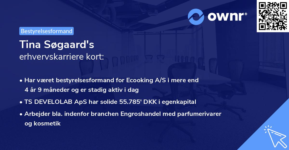 Tina Søgaard's erhvervskarriere kort
