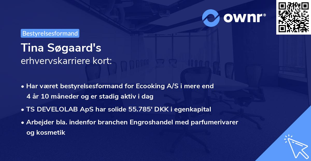 Tina Søgaard's erhvervskarriere kort