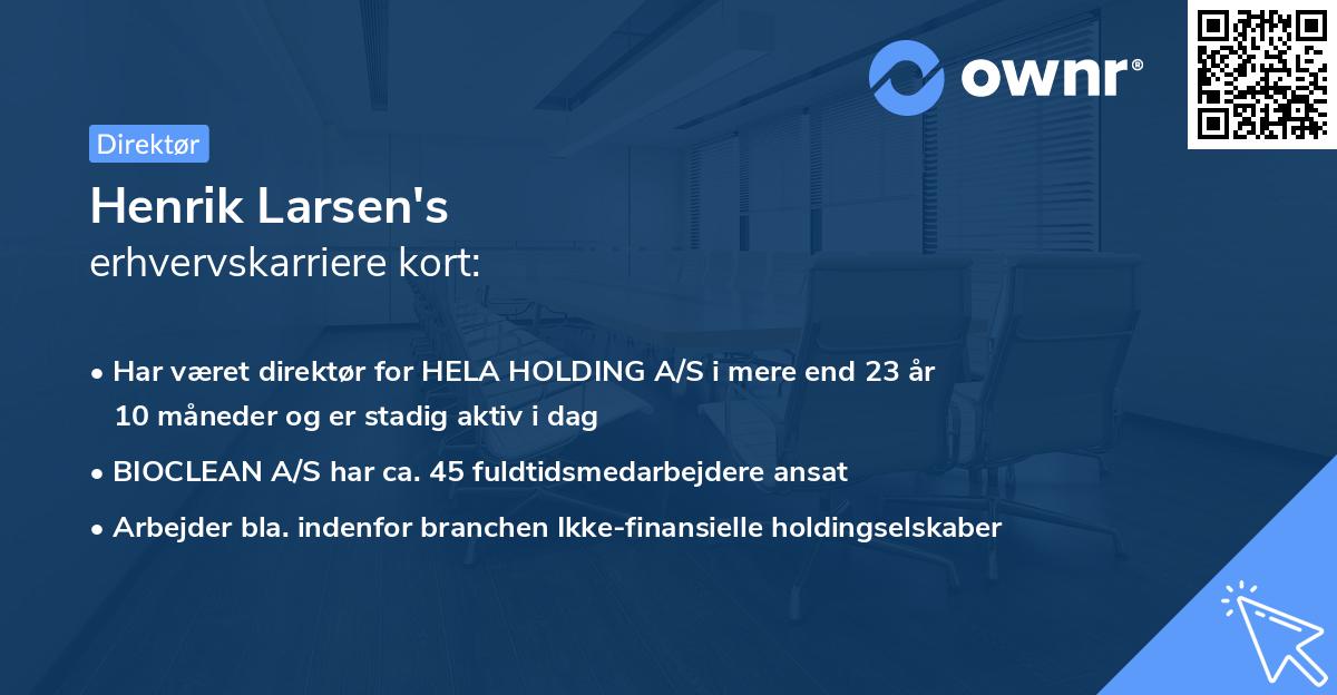 Henrik Larsen's erhvervskarriere kort