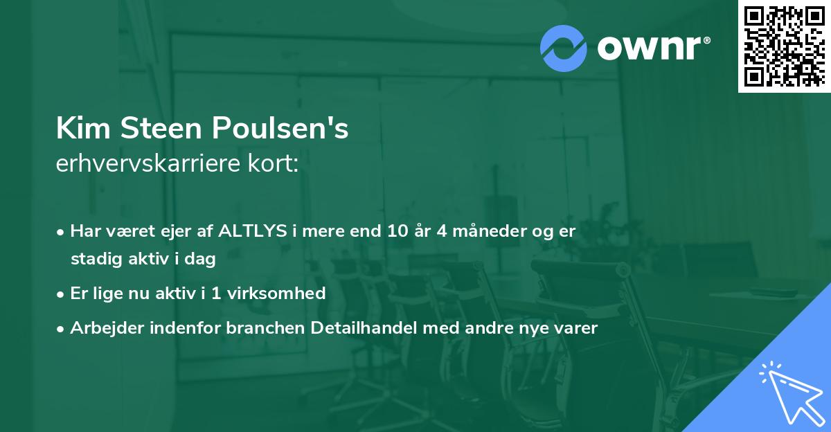 Kim Steen Poulsen's erhvervskarriere kort