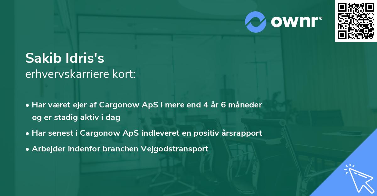 Sakib Idris's erhvervskarriere kort