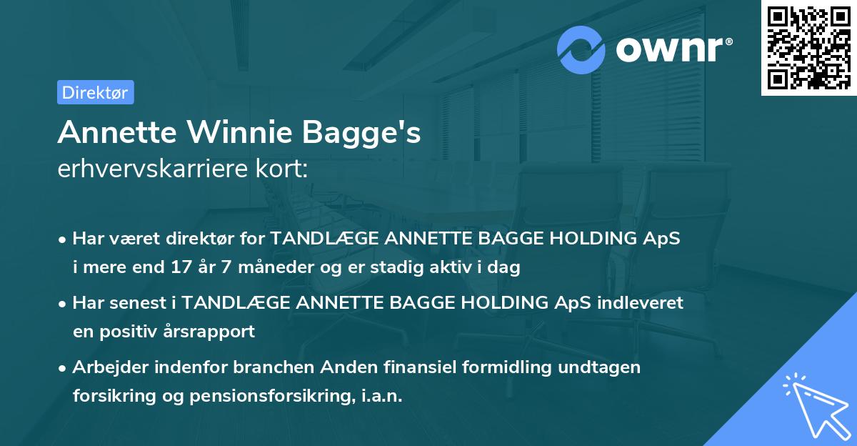 Annette Winnie Bagge's erhvervskarriere kort