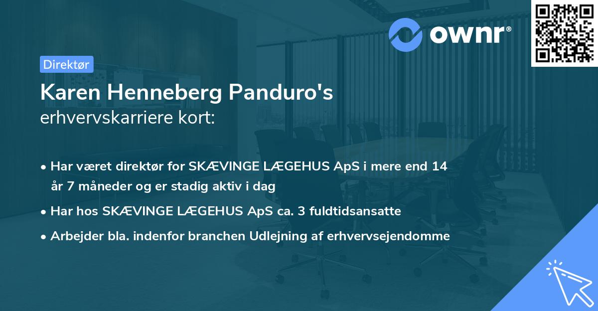 Karen Henneberg Panduro's erhvervskarriere kort