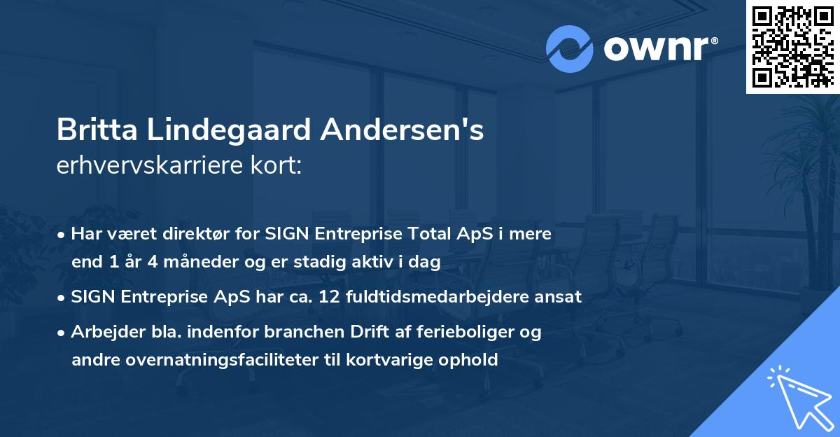 Britta Lindegaard Andersen's erhvervskarriere kort