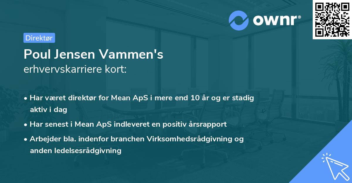 Poul Jensen Vammen's erhvervskarriere kort