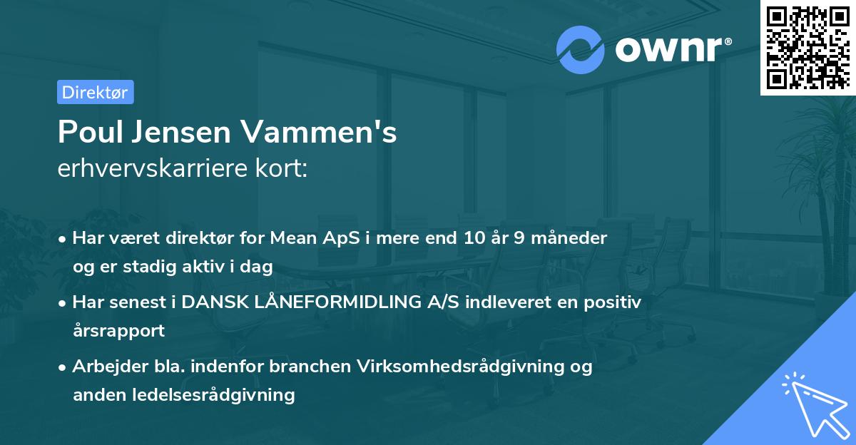 Poul Jensen Vammen's erhvervskarriere kort