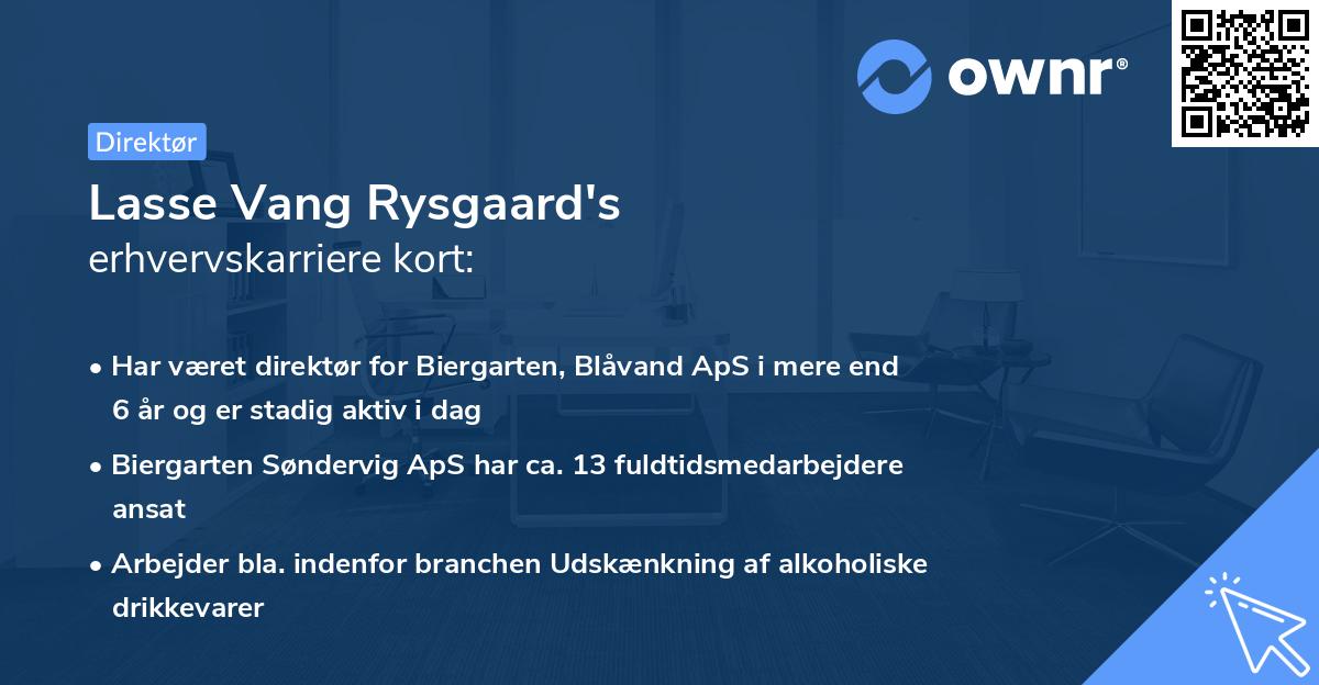 Lasse Vang Rysgaard's erhvervskarriere kort