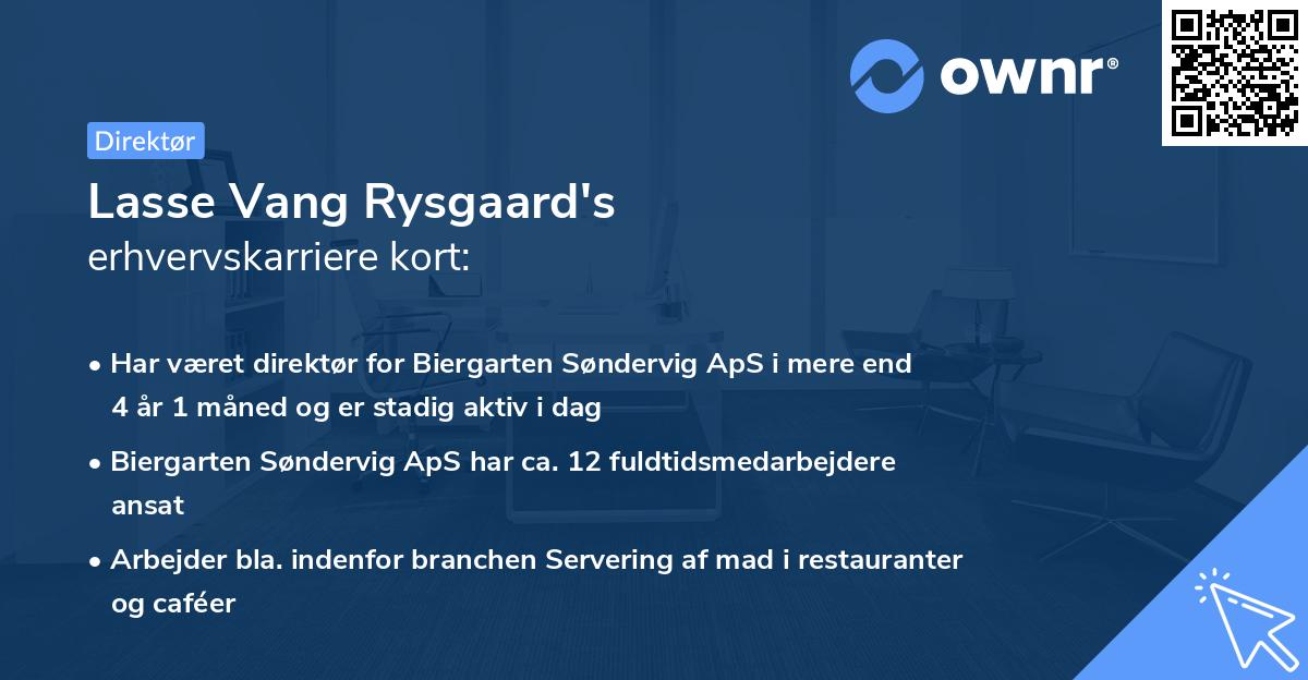 Lasse Vang Rysgaard's erhvervskarriere kort