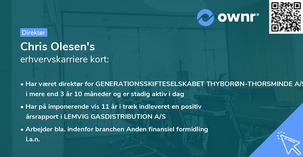 Chris Olesen's erhvervskarriere kort