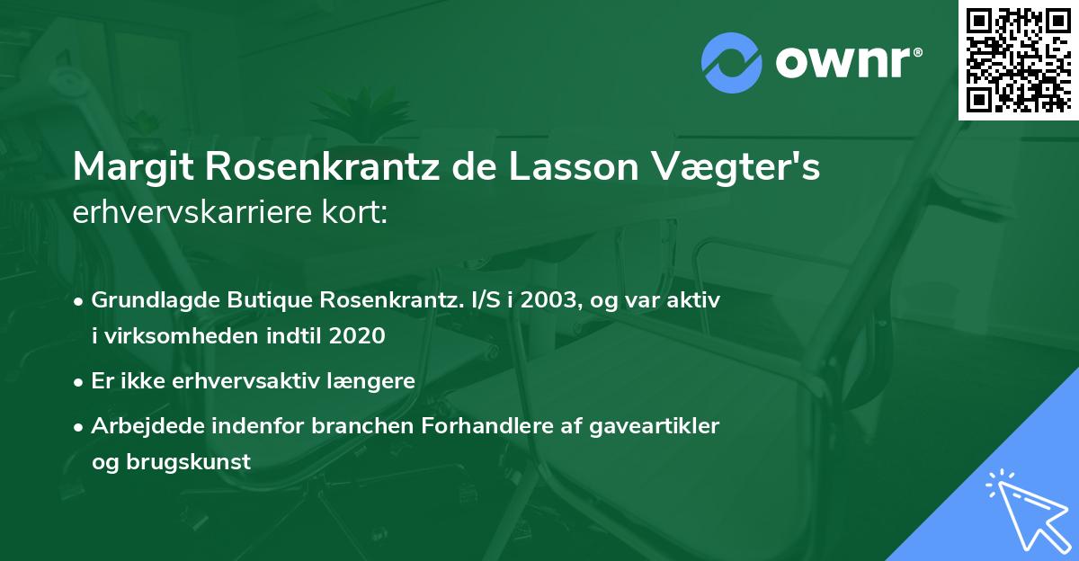 Margit Rosenkrantz de Lasson Vægter's erhvervskarriere kort