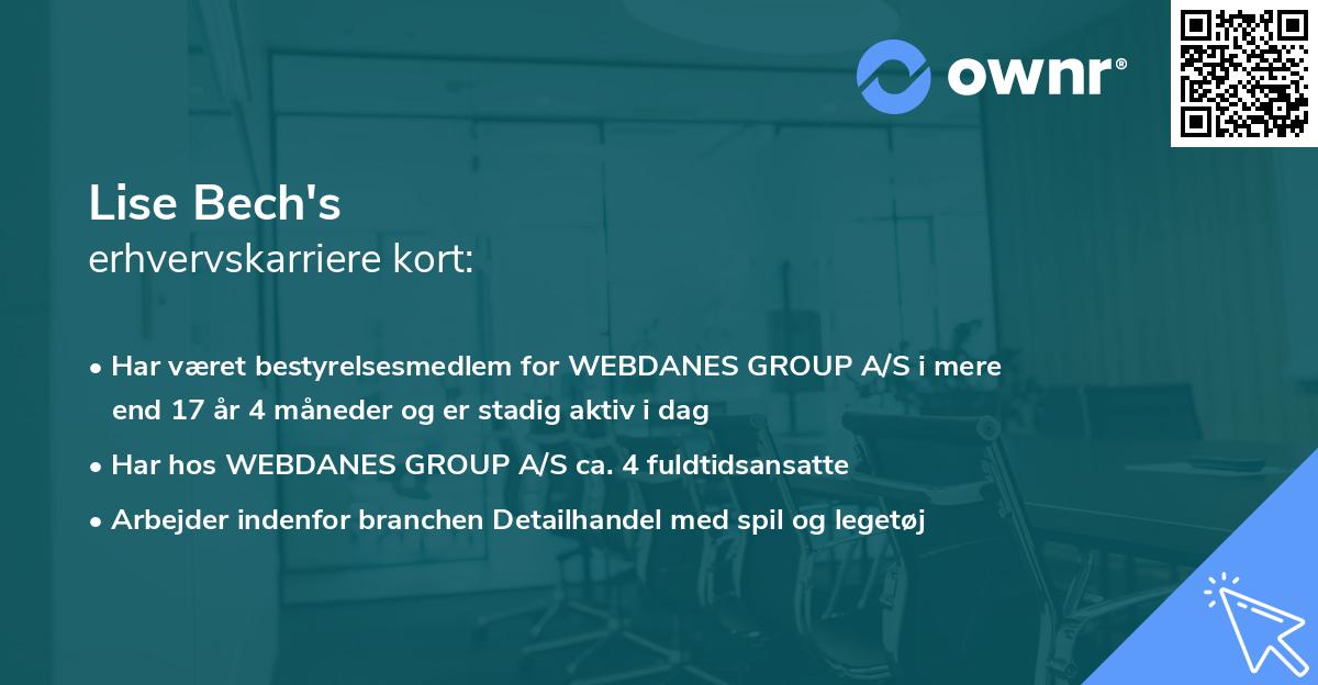 Lise Bech's erhvervskarriere kort