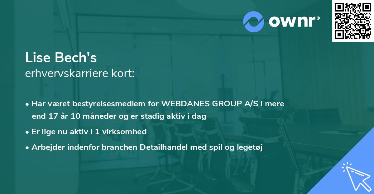 Lise Bech's erhvervskarriere kort
